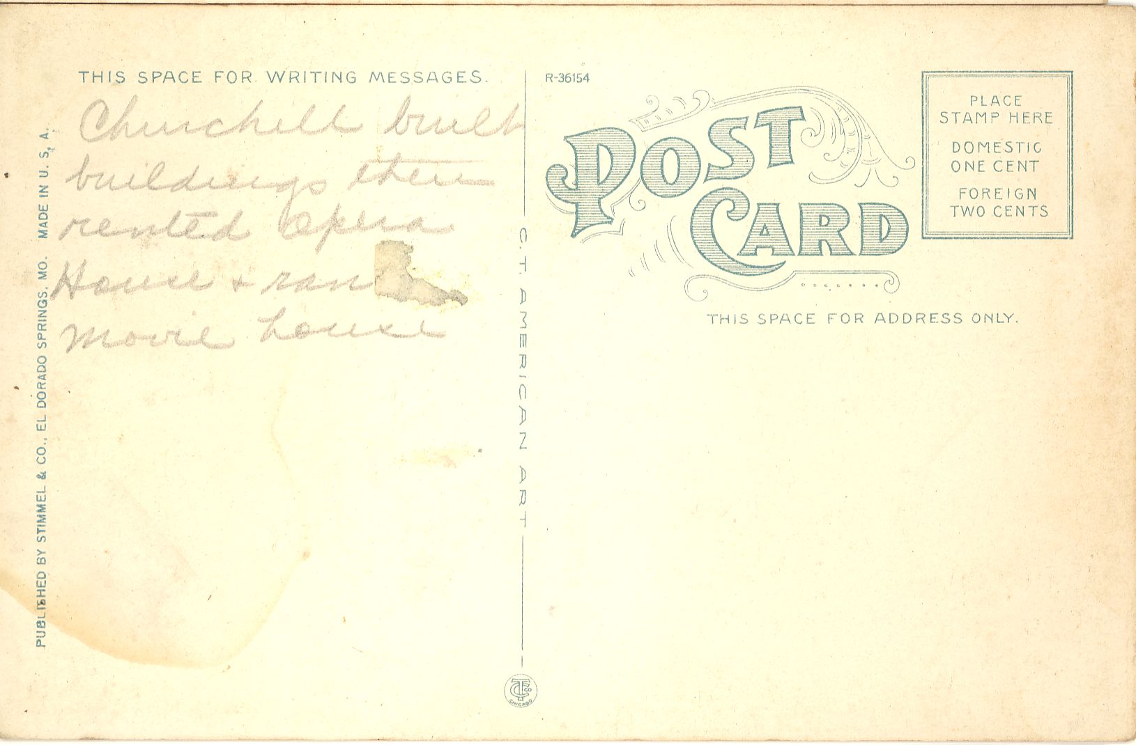 Back of Post Card
